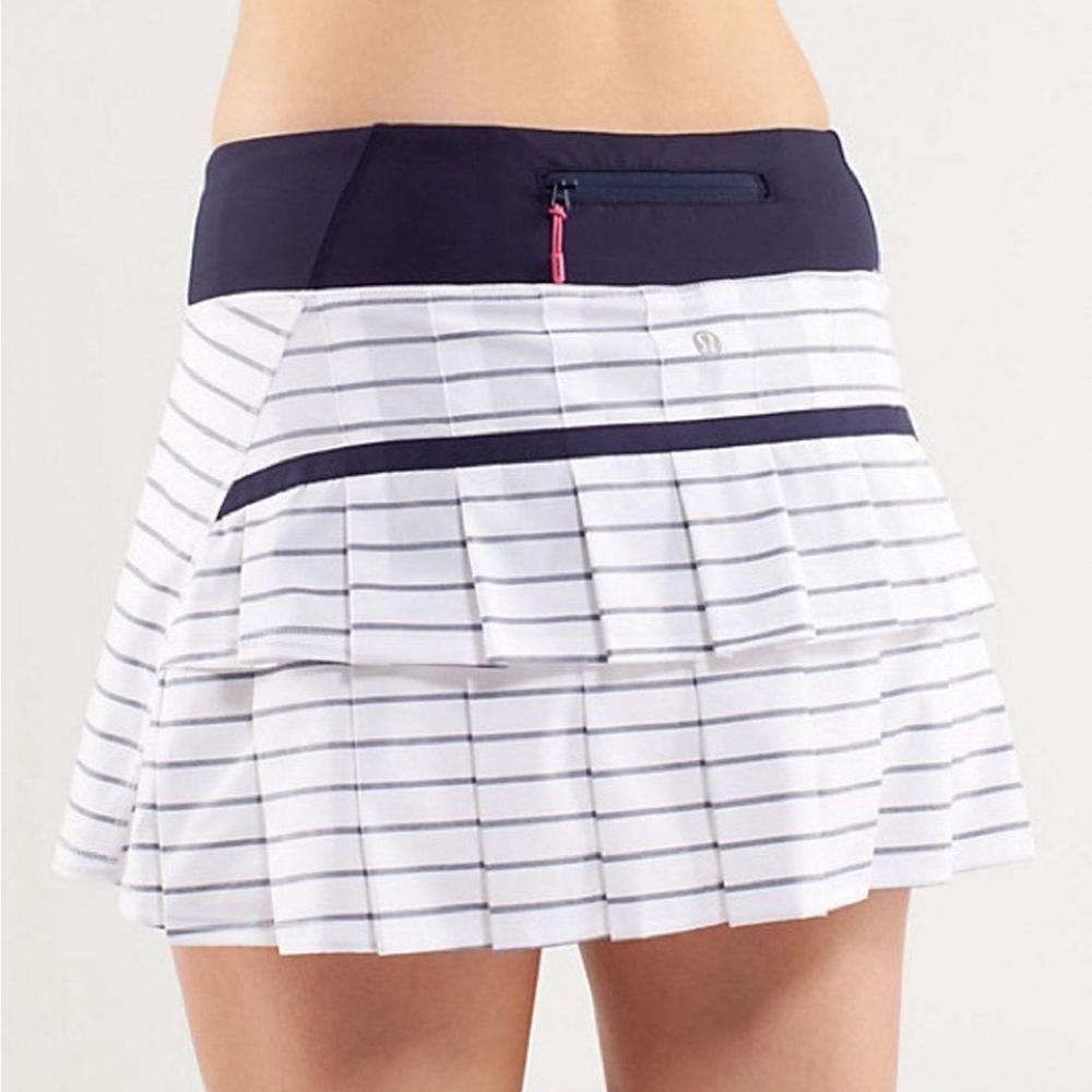 Women's Navy and White Striped Skirt - Lululemon Pacesetter (quiet stripe?)